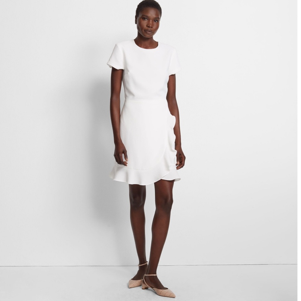 Club Monaco Larna Dress - White Ruched Sheath Mini Dress